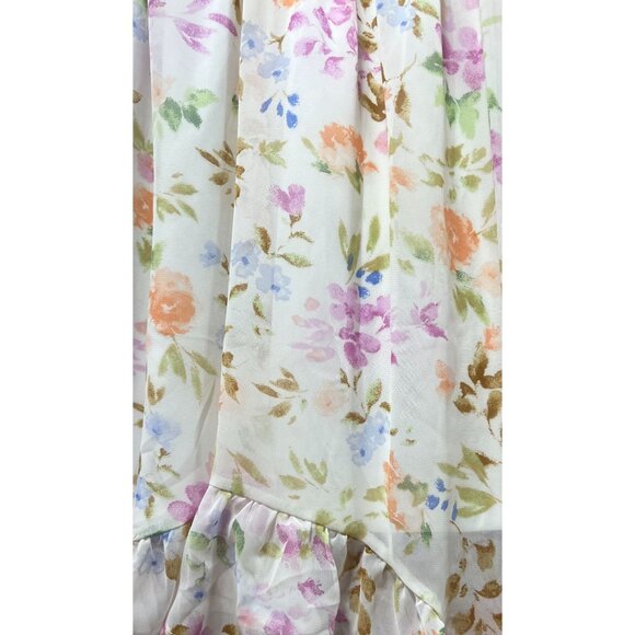 Rue 21 - Women's Summer Sleeveless High Low Hem Ruffle Floral Dress - White -XXS - Picture 11 of 16
